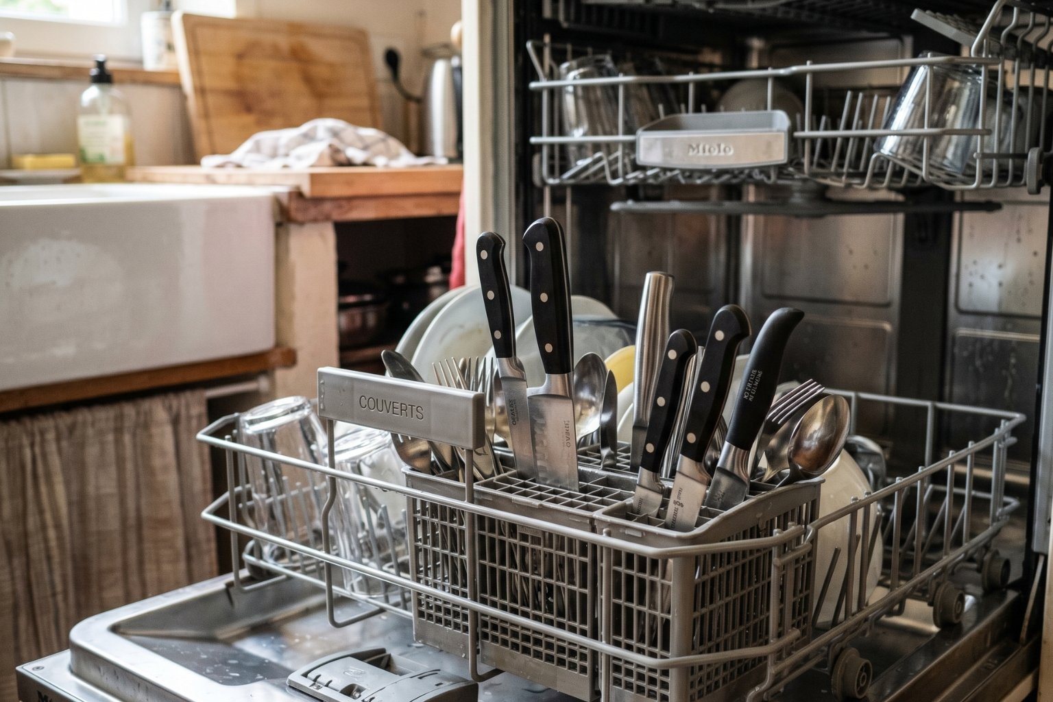 Dans quel sens mettre les couteaux dans le lave vaisselle