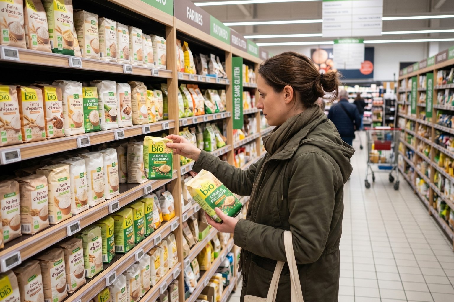 Quel rayon pour farine de pois chiche en magasin